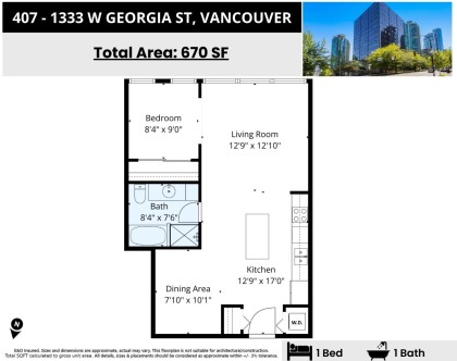 Photo 2 at 407 - 1333 W Georgia Street, Coal Harbour, Vancouver West
